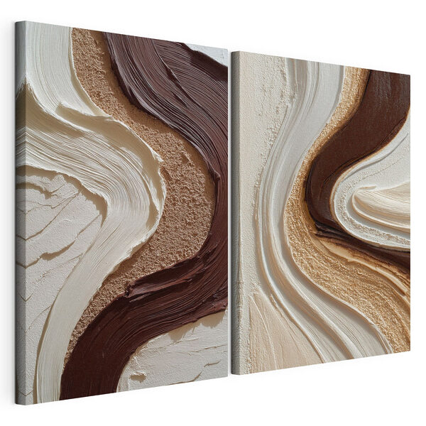 Modulaire canvasprint Vloeiende patronen in aardetinten