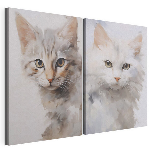 Modulaire canvasprint Twee katten die hun kop opzij hebben gedraaid