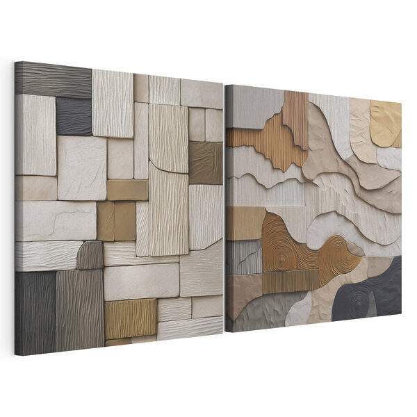 Modulaire canvasprint Structuurpatronen in neutrale tinten