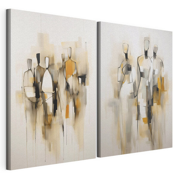 Modulaire canvasprint Een groep mensen in verschillende houdingen
