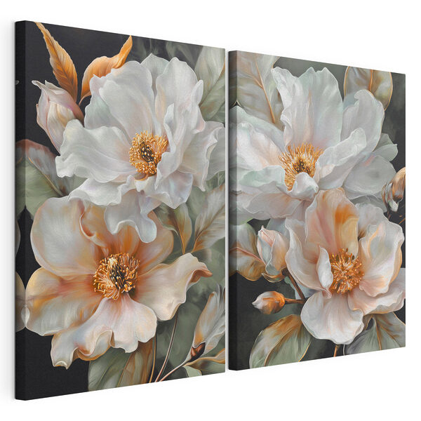 Modulaire canvasprint Elegante bloemen in zachte tinten