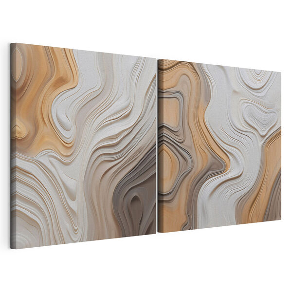Modulaire canvasprint Vloeiende patronen in warme tinten