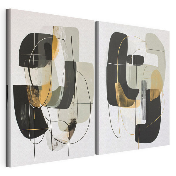 Modulaire canvasprint Schilderij met verschillende vormen en kleuren