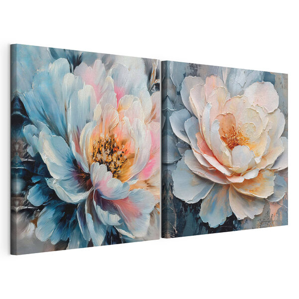 Modulaire canvasprint Wapperende bloemblaadjes in zachte tinten