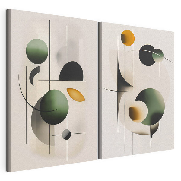 Modulaire canvasprint Twee afbeeldingen van cirkels en lijnen