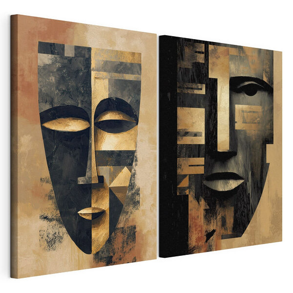 Modulaire canvasprint Collage van twee maskers