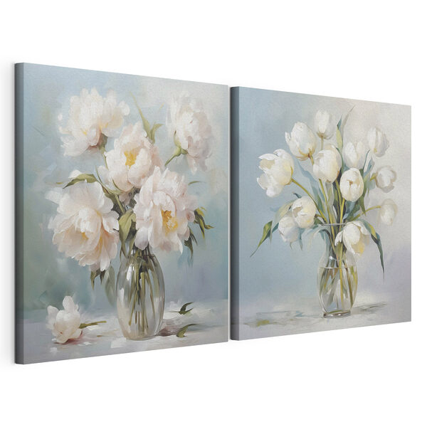 Modulaire canvasprint Schilderij van bloemen in een vaas