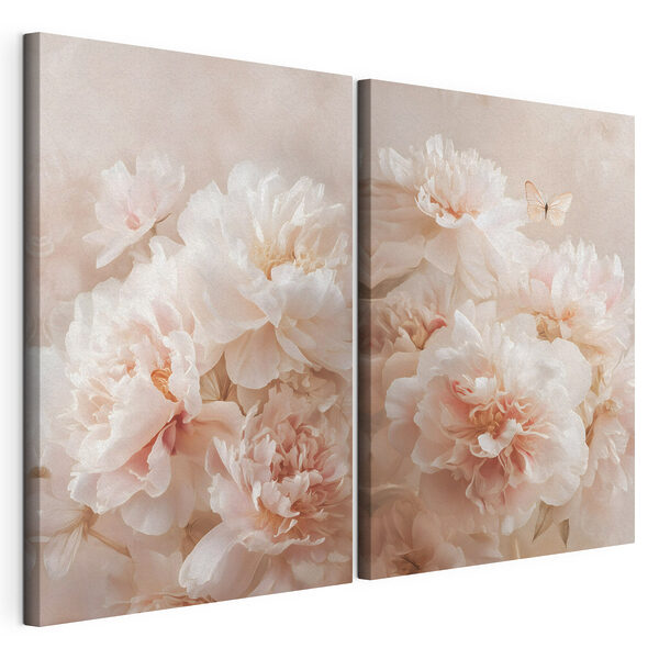 Modulaire canvasprint Zachte bloemen in subtiele tinten