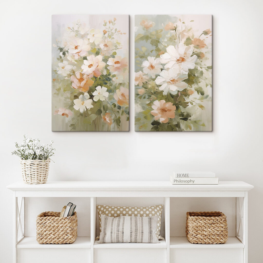 Painting of flowers on canvas