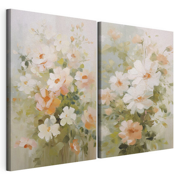 Modulaire canvasprint Schilderij van bloemen op doek