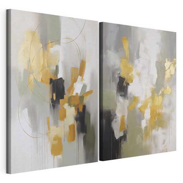 Modulaire canvasprint Abstracte voorstellingen in zachte tinten