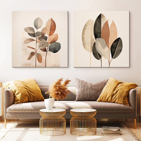 Elegant leaves in soft, muted tones