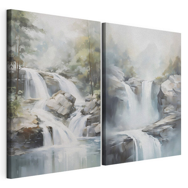 Modulaire canvasprint Schilderij van een waterval