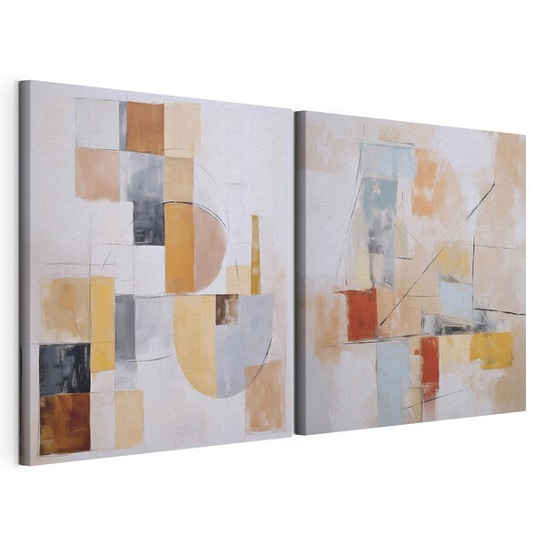 Modulaire canvasprint Twee schilderijen in verschillende kleuren