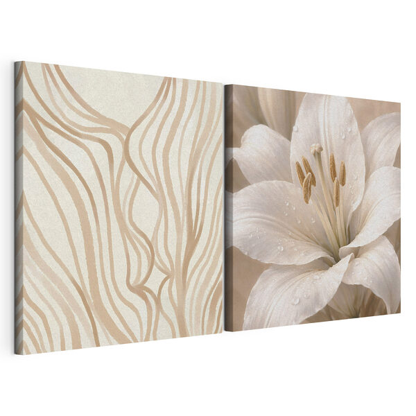 Modulaire canvasprint Vloeiende lijnen en elegante lelies