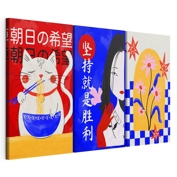 Modulaire canvasprint Serie schilderijen met bloemen