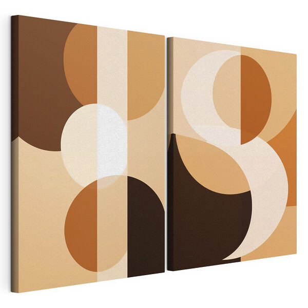 Modulaire canvasprint Abstracte vormen in warme tinten