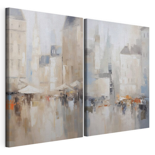 Modulaire canvasprint Schilderij van een stad
