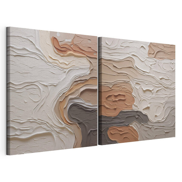 Modulaire canvasprint Vloeiende lijnen in warme, aardse tinten