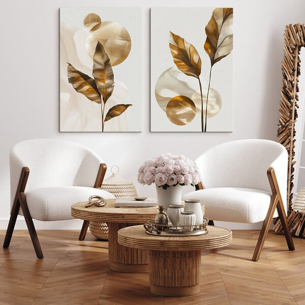 - Organic shapes in earthy tones
