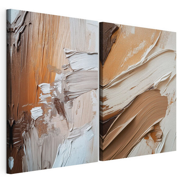 Modulaire canvasprint Unieke penseelstreken in warme kleuren
