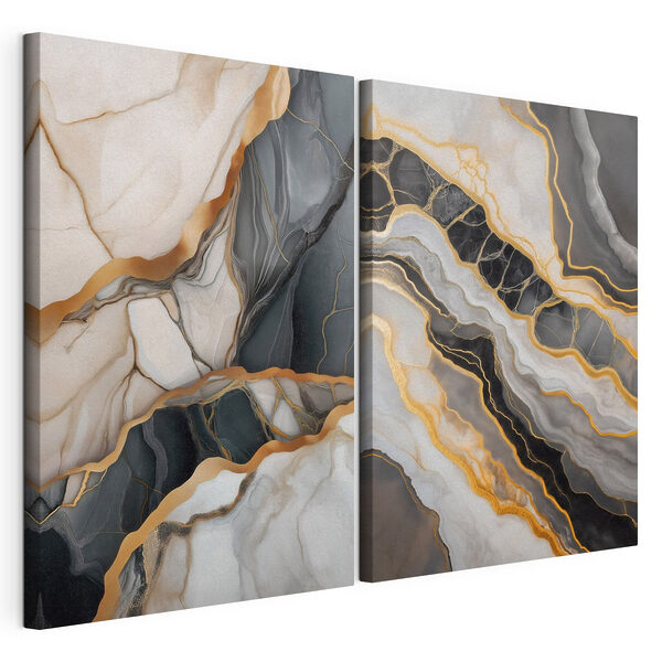 Modulaire canvasprint - Vloeiende lagen in contrasterende kleuren