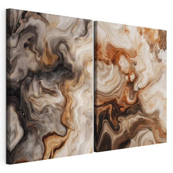 Modulaire canvasprint Elegante krullen in aardetinten