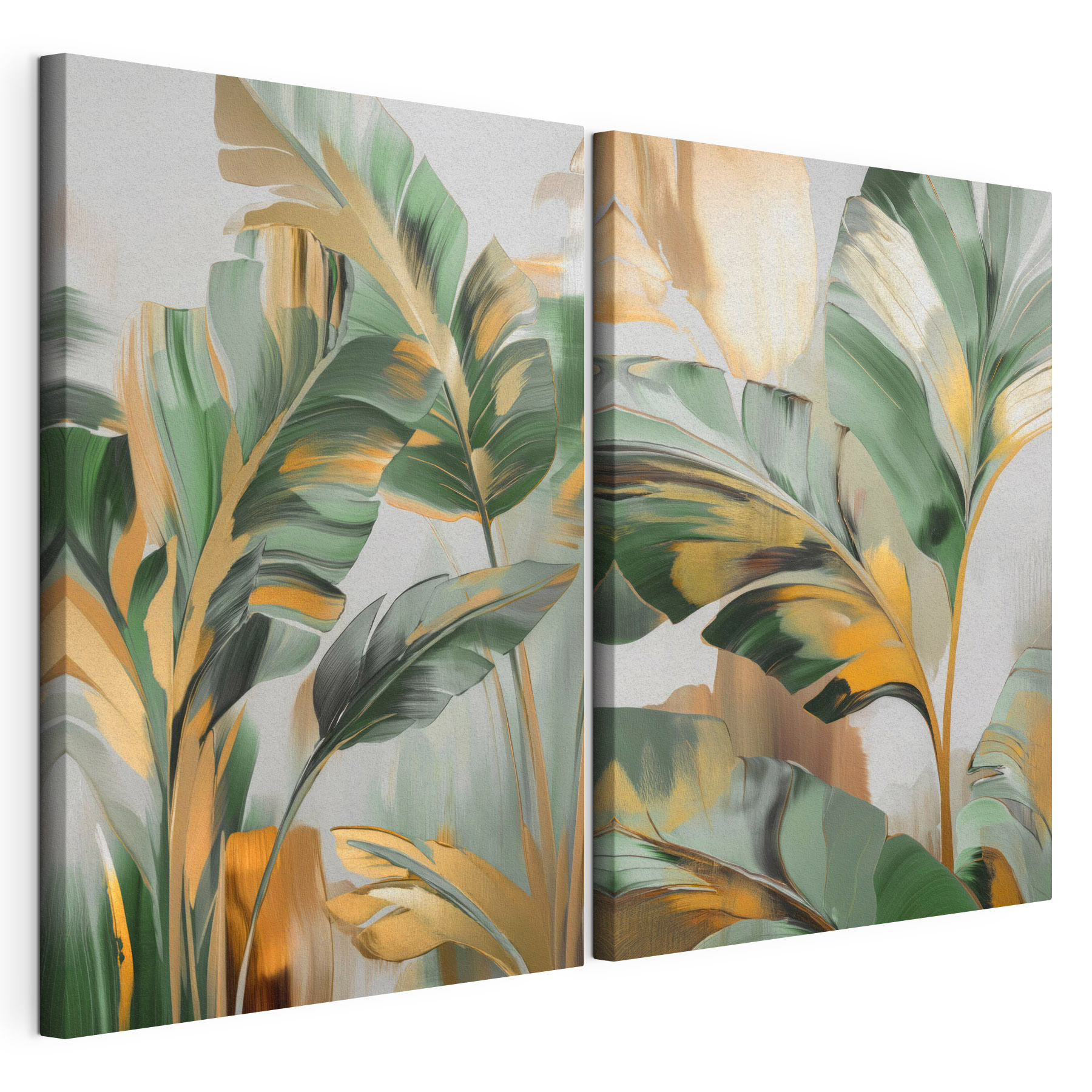 Painting of leaves on a glass surface