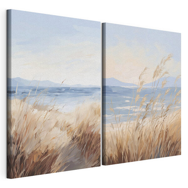 Modulaire canvasprint Schilderij van een strand en gras