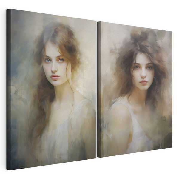 Modulaire canvasprint Vergelijking van het gezicht van een vrouw