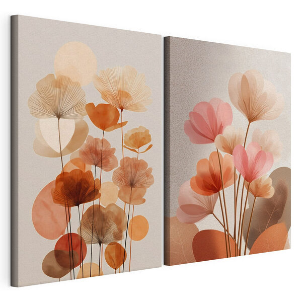 Modulaire canvasprint Zachte tinten in bloeiende harmonie