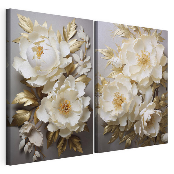 Modulaire canvasprint Collage van witte bloemen