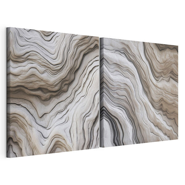 Modulaire canvasprint Vloeiende lijnen in zachte, neutrale tinten