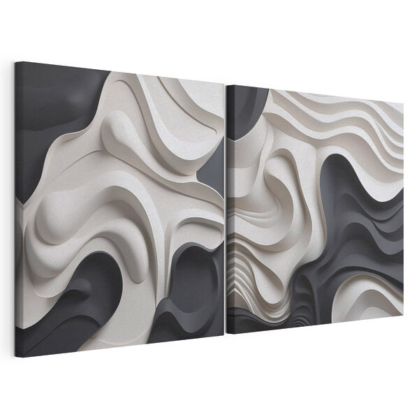 Modulaire canvasprint - Vloeiende vormen in monochrome tinten