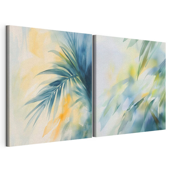 Modulaire canvasprint Aquarelschilderij van bladeren