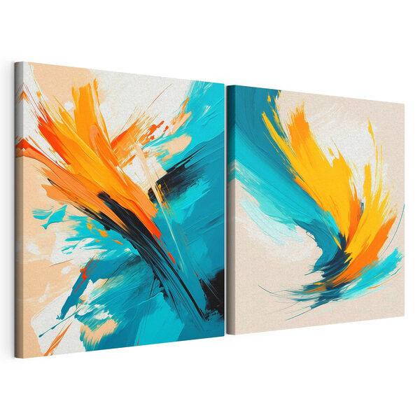 Modulaire canvasprint Twee kunstwerken in verf