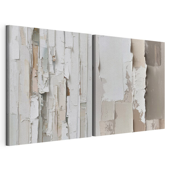 Modulaire canvasprint Laagjes met textuur in zachte, neutrale tinten