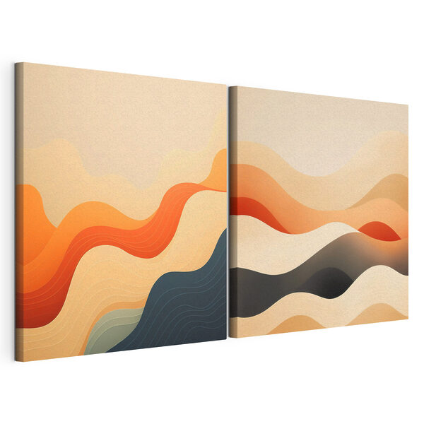 Modulaire canvasprint Spectrale golven in rustgevende tinten