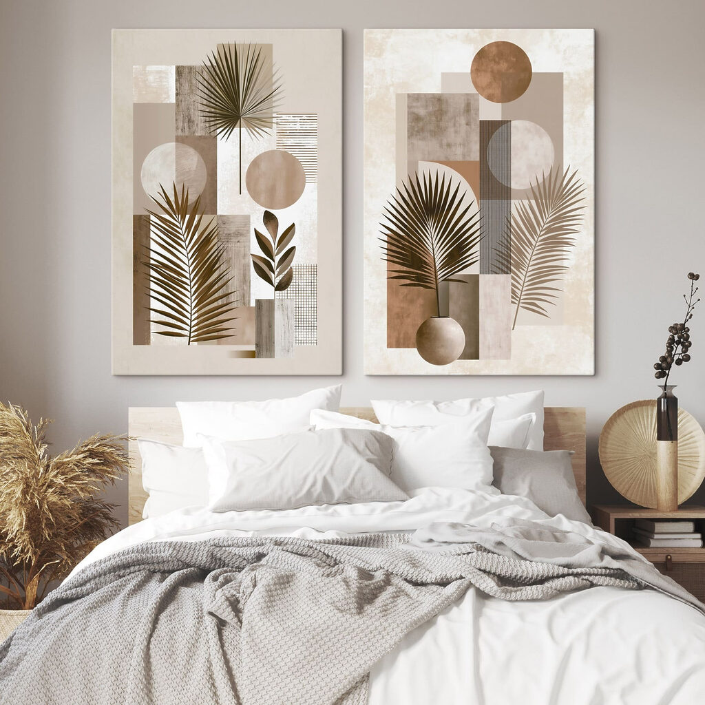 Pair of art pieces of plants