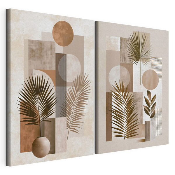 Modulaire canvasprint Twee kunstwerken met plantenmotieven