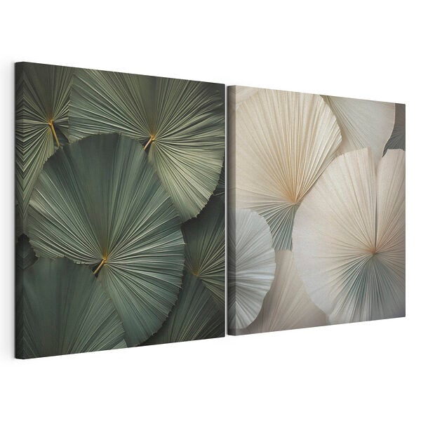 Modulaire canvasprint - Fijnmazige waaiers in zachte kleuren