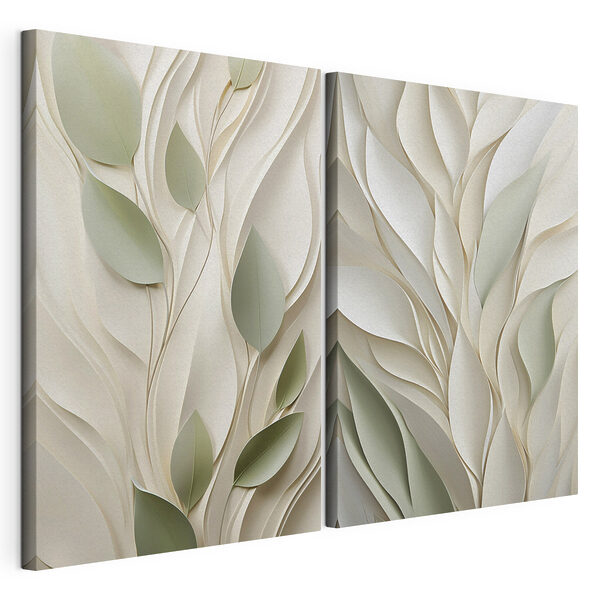 Modulaire canvasprint Op de natuur geïnspireerde patronen in zachte tinten