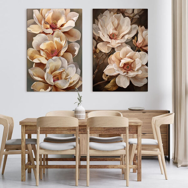 Painting of flowers on a branch