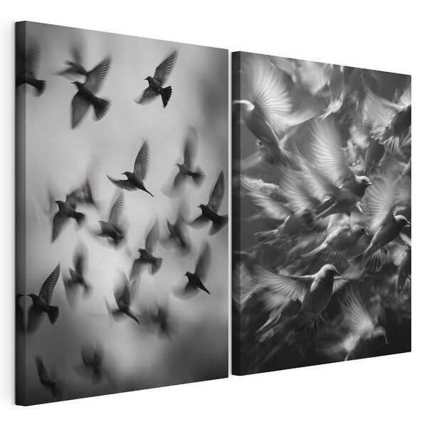 Modulaire canvasprint Collage van vliegende vogels