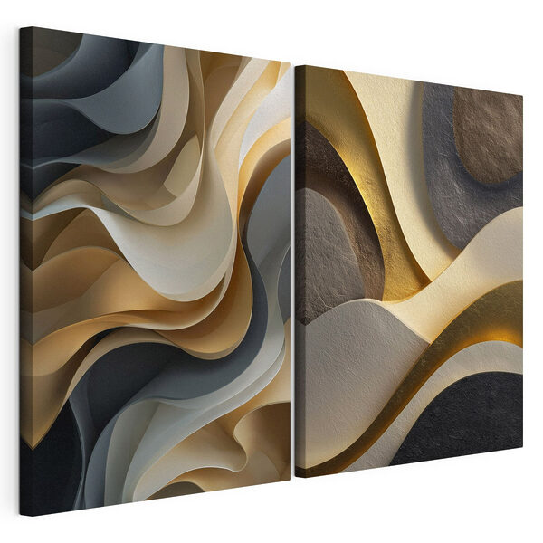 Modulaire canvasprint Vloeiende vormen in harmonieuze kleuren