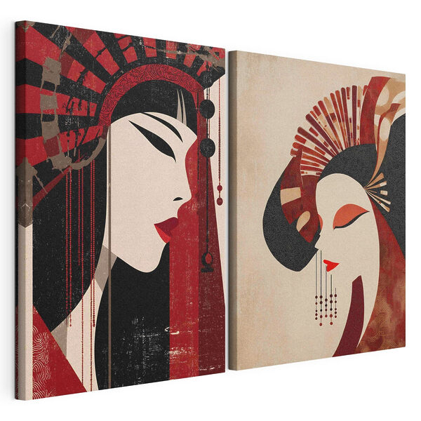 Modulaire canvasprint Een paar vrouwen met verschillende kleuren