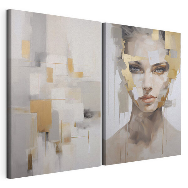 Modulaire canvasprint Schilderij van het gezicht van een vrouw