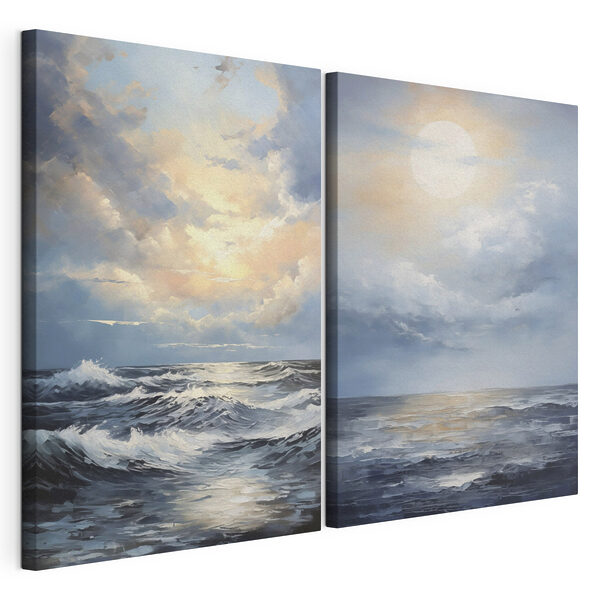 Modulaire canvasprint Schilderij van de zee en de zon