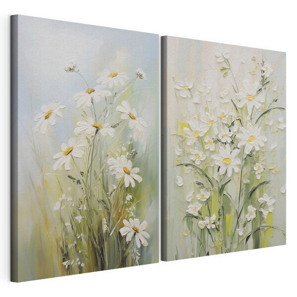 Modulaire canvasprint Schilderij van bloemen op doek