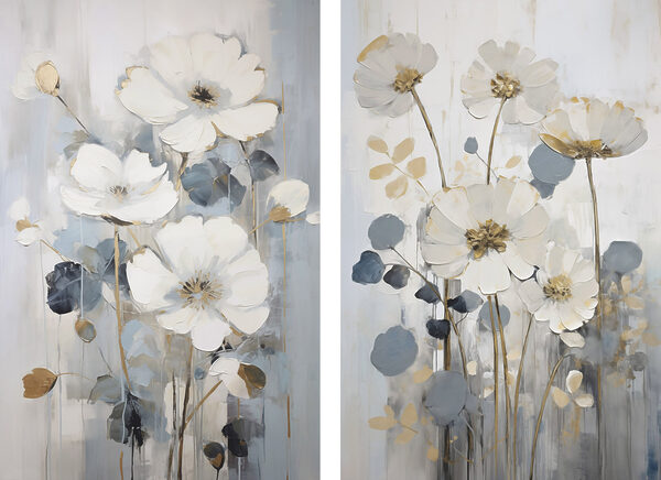 Painting of flowers and leaves